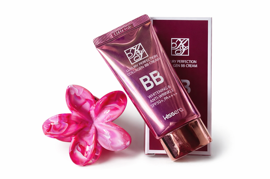 Kissera Luxury Perfection Collagen BB Cream SPF50+ PA+++ Korean BB cream for whitening, anti-wrinkle skincare and sun protection.