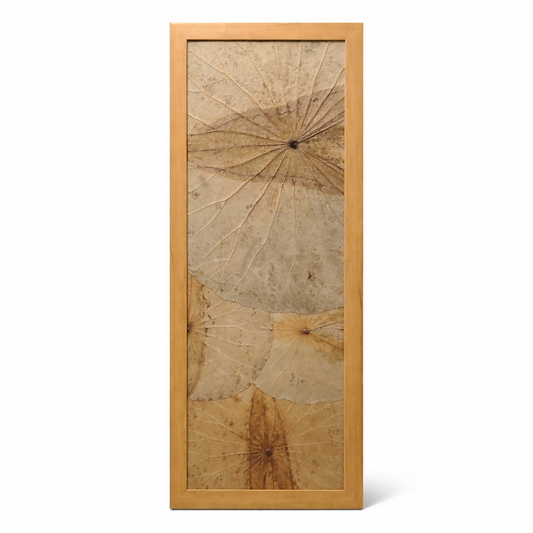 Framed Lotus Leaf Art Panel – Natural Botanical Wall Décor