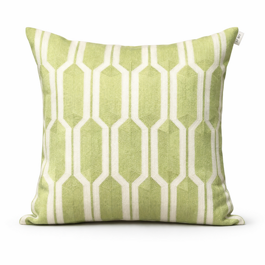 Modern Green Geometric Cushion Cover – Contemporary Hex Pattern Decorative Pillow